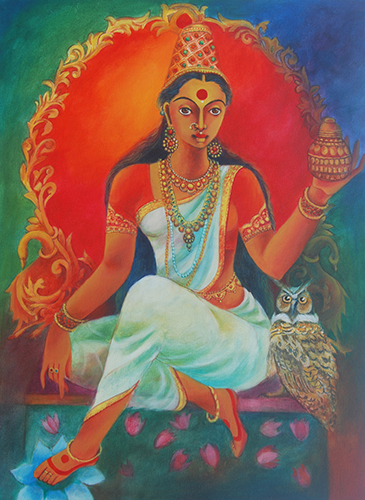MR0035
Jaganmata Mahalakshmi 
Acrylic on Canvas
38 x 28 inches
Available
